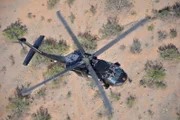 Nogales, Arizona, USA: Air & Marine blackhawk heliocopter. Immigrants trying the cross the border can be spotted from the air. When they are in danger of getting lost and dying of dehydration, Customs and border protection agents must find and save them.