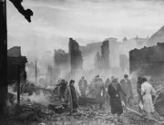 The ruins of Earl Street in Coventry during the devastating Coventry Blitz of World War II, November 1940. The most severe raid took place on the night of the 14th November, so this image was possibly taken on the 15th. (Photo by Fox Photos/Hulton Archive/Getty Images)