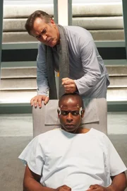 -- "A Nightmare on State Street" Episode 809 -- Pictured: (l-r) Dule Hill as Gus Guster, Bruce Campbell as Dr