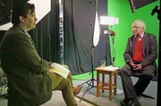 Jean-Christoph Caron (l.) im Interview mit dem Islamwissenschaftler Prof. Peter Heine (r.).