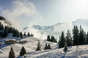 Skifahren in den bayerischen Alpen.