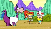 L-R; Dino, Pebbles und Bamm-Bamm