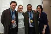 LAW & ORDER -- "Rubber Room" Episode 2023 -- Pictured: (l-r) Jeremy Sisto, Lindsey Vonn, Anthony Anderson, Alana de la Garza -- Photo by: Eric Liebowitz/NBC