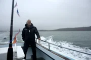 Jeremy Wade on a boat in Plymouth.