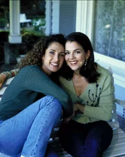 PROVIDENCE--NBC Series--Pictured: (l-r) Melina Kanakaredes as Dr. Sydney Hansen; Paula Cale asJoanie Hansen--NBC Photo: Sven Arstein