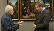 Von links: Der Theologe Prof. Eugen Biser und Prof. Reinhold Baumstark, Generaldirektor der Bayerischen Staatsgemäldesammlungen, diskutieren in der Alten Pinakothek über die religiöse Thematik von Gemälden der weltberühmten Sammlung und ihre kunsthistorische Bedeutung.