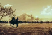 Die griechische Armee versammelt sich, um gegen Troja in den Krieg zu ziehen.