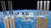 Robert Gibson meets Russian Astronaut. (NASA)
