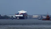 Tonnenschwere Containerschiffe werden von den Hafenschleppern bewegt.
