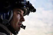 Nogales, Arizona, USA: Officer flying inside the blackhawk helicopter for their mission.