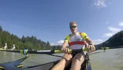 Ruderer Hannes Ocik beim Training (Schlagmann im Deutschlandachter, amtierender Vize-Weltmeister).