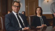 Pictured L-R: Dr. Jason Bull (Michael Weatherly) and  Rebecca Hall (Stephanie Kurtzuba)