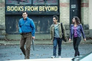 Ash Williams (Bruce Campbell, l.), Pablo (Ray Santiago), Kelly (Dana Delorenzo)
