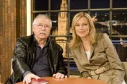 Moderatorin Nina Ruge mit ihrem Gast, dem Liedermacher und Lyriker Wolf Biermann.