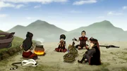 L-R: Katara, Momo, Toph, Sokka, Aang