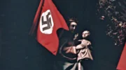 Nürnberg: Madonna mit einer Hakenkreuz-Fahne im Jahr 1936.