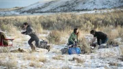 Brown Siblings arrive at pheasant hunt location to set up their base camp.