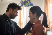 L-R: Jesse Custer (Dominic Cooper), Emily (Lucy Griffiths)