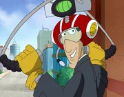 Inspector Gadget ist in der ganzen Stadt für seine kuriosen Erfindungen bekannt. So hat er sich zum Beispiel einen Propellerhut gebastelt, mit dem er über die Lüfte schwebt.