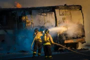 Firefighters putting out a fire