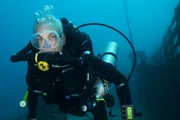 Jeremy Wade scuba diving at the shipwreck of the SS Spiegel Grove in the Florida Keys, Miami.