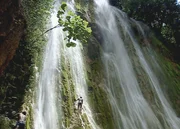 Blick auf den Wasserfall Salto de Limon auf der Halbinsel Samaná in der Dominikanischen Republik.
