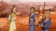 L-R: Gan Jin Scout, Katara, Aang, Sokka