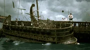Kriegsschiff in der Schlacht