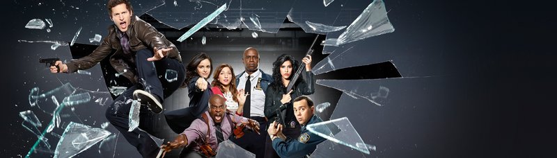 2. Staffel: (v.l.) Jake Peralta (Andy Samberg), Amy Santiago (Melissa Fumero),  Terry Jeffords (Terry Crews), Gina Linetti (Chelsea Peretti), Ray Holt (Andre Braugher), Rosa Diaz (Stephanie Beatriz), Charles Boyle (Joe Lo Truglio)