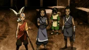 L-R: Momo, Aang, Katara, Toph, Sokka