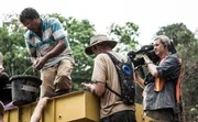 The production crew filming Jim Thurber.
