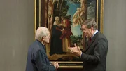 Von links: Der Theologe Prof. Eugen Biser und Prof. Reinhold Baumstark, Generaldirektor der Bayerischen Staatsgemäldesammlungen, diskutieren in der Alten Pinakothek über die religiöse Thematik von Gemälden der weltberühmten Sammlung und ihre kunsthistorische Bedeutung.