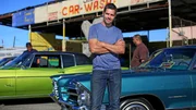 Marc "Elvis" Priestley, host of the Discovery Channel's Driving Wild, interacts with members of a Low Rider Club while filming in Mexicali, Mexico on Saturday, November 7, 2015