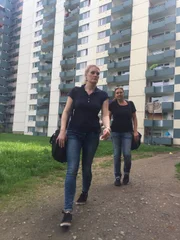From back to front: daughter, mother
