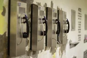 Phone bank in inmate dorm.