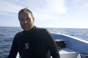 Josh Gates contemplates the mysteries of the Megalodon