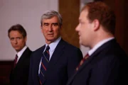 LAW & ORDER -- "Memo From the Dark Side" Episode 2001 -- Pictured: (l-r) Linus Roache as A.D.A. Michael Cutter, Sam Waterston as D.A. Jack McCoy  -- NBC Photo: Will Hart