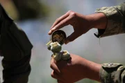 MEXICO- A solider shows hows the opium gum is harvested.