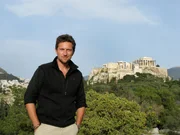Picture Shows: Dr Michael Scott with Parthenon in background