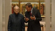 Von links: Der Theologe Prof. Eugen Biser und Prof. Reinhold Baumstark, Generaldirektor der Bayerischen Staatsgemäldesammlungen, diskutieren in der Alten Pinakothek über die religiöse Thematik von Gemälden der weltberühmten Sammlung und ihre kunsthistorische Bedeutung.