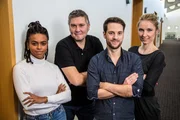 Das Moderatorenteam: Aminata Belli, Andreas Stamm, Mirko Drotschmann, Linda Kierstan.