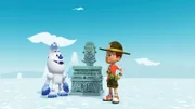 Es ist geschafft! Schneemil und Ranger Rob haben den Wolli-Wächter sicher nach Hause gebracht.