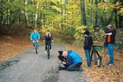 Bei den Dreharbeiten mit Lisa Zimmermann und ihrem Vater.