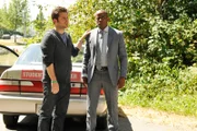 -- "The Break-Up" Episode 810 -- Pictured: (l-r) James Roday as Shawn Spencer, Dule Hill as Gus Guster -- (Photo by: Alan Zenuk/USA Network)