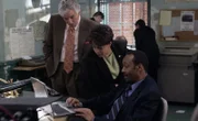 LAW & ORDER -- NBC Series -- "Dining Out" -- Pictured: (l-r) Dennis Farina as Det. Joe Fontana, S. Epatha Merkerson as Lt. Anita Van Buren, Jesse L. Martin as Det. Ed Green -- NBC Universal Photo: Will Hart