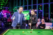 Florian Rudig und Florian Nüßle spielen Billard bei ServusTV's Sport und Talk im Hangar-7 in Salzburg, Österreich, am 04. Dezmeber 2017