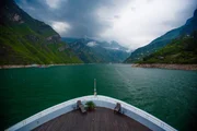 Front of boat on the Three Gorges river cruise