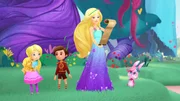 Im Wald treffen der Notto Prinz und Chelsea auf Barbie, die Zauberhaar-Prinzessin. Diese liest gerade den neuesten königlichen Erlass vor.