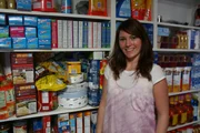 Amber with her stockpile.