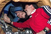Robert Gibson meets Russian Astronaut.